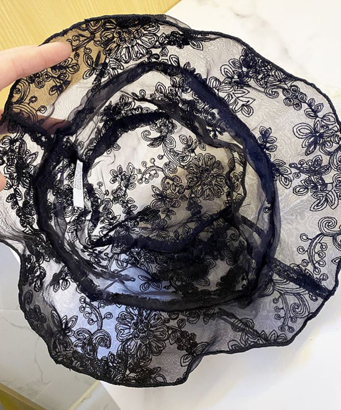 Lace Bucket Hat Black Embroidered Chic