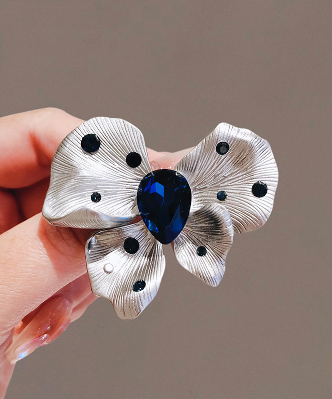 Épingle à cheveux en alliage avec cristal bleu papillon chic