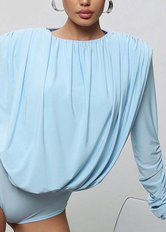 Body chic bleu automne dos nu col rond