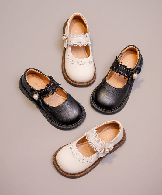 Mocassins chics en cuir synthétique pour enfants et filles, avec boucle à lanière beige