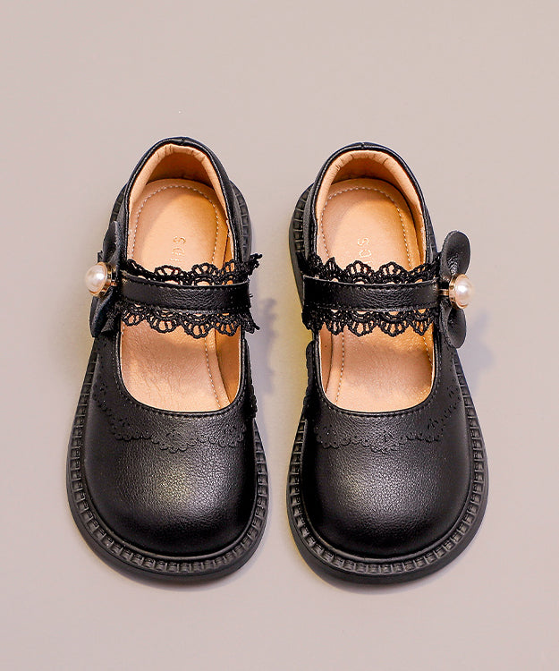 Leather Kids Chic Faux Girls Loafers Beige Strap Buckle