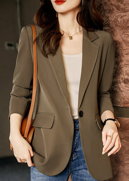 Chic Coffee Peter Pan Collar Pockets Button Suit Coat Fall RS038