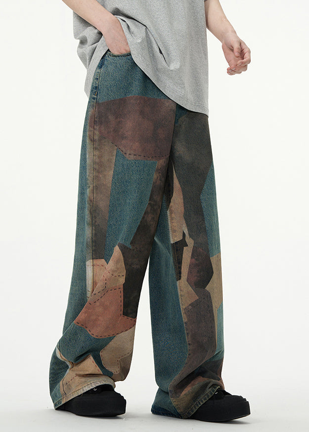 Schicke Colorblock High Wais Patchwork Herrenhose SA025