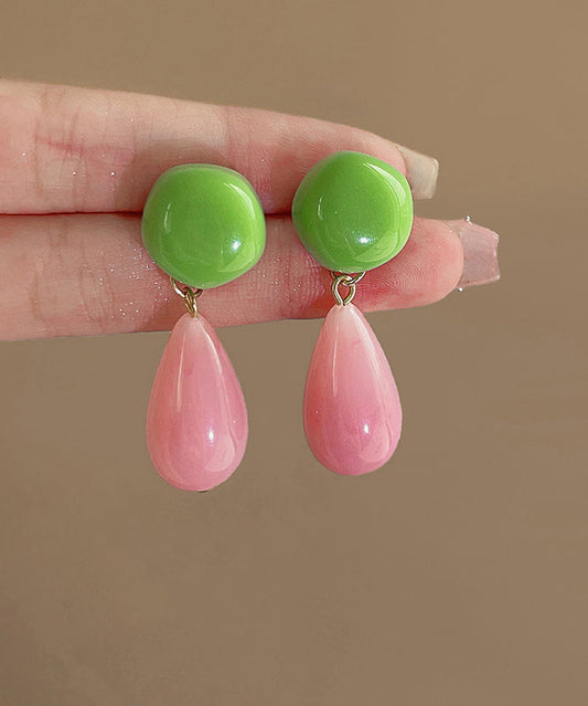 Chic Colorblock Sterling Silver Overgild Alloy Resin Drop Earrings GH1089