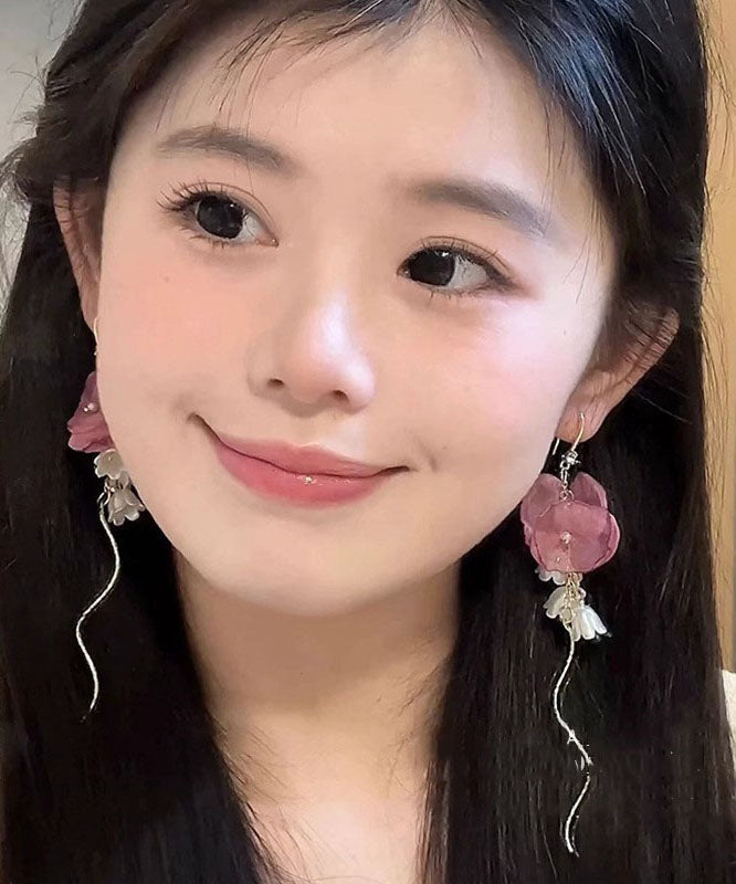 Chic Copper Gold Zircon Tassel Pearl Drop Earrings Bellflower