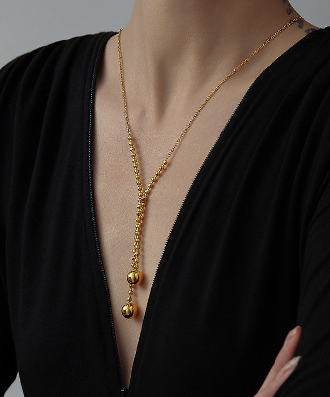 Chic Gold Stainless Steel Sphericity Tassel Pendant Necklace ZZ090