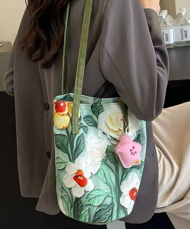 Bag Green Bucket Capacity Large Grass Paitings Chic