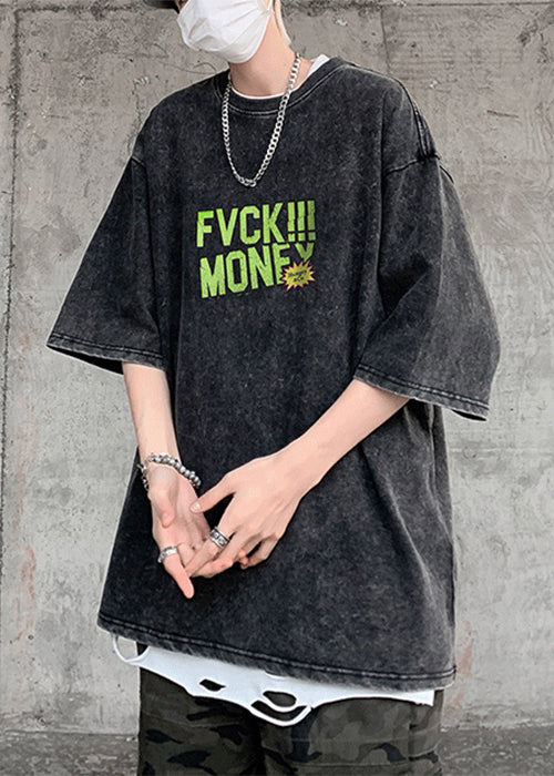 T Cotton Men Print Green Sleeve Letter Half Best Chic Shirts