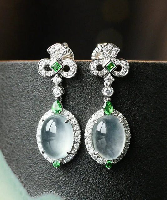 Boucles d'oreilles à tige chic en argent sterling et jade zircon vert AC1047