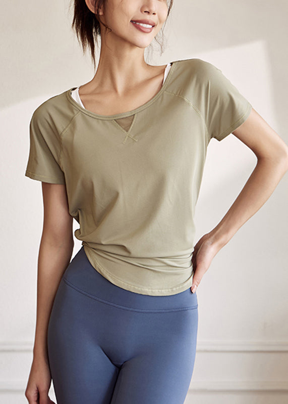 Tüll Patchwork Yoga Tank Chic Grüne Tops