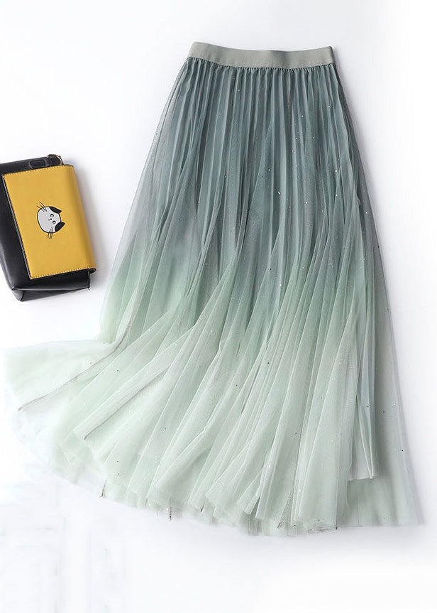 Chic Navy Gradient Color High Waist Tulle Skirts Summer Ada Fashion