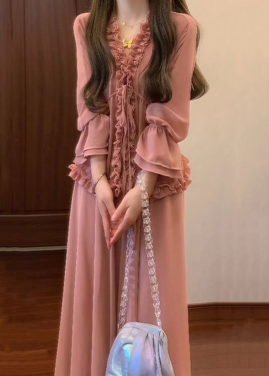 And Pink Up Ruffled Chic Lace Pieces Set Two Skirts Shirt Chiffon