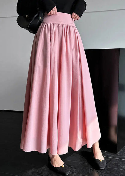 Chic Pink Zippered High Waist Cotton Skirts Spring Ada Fashion