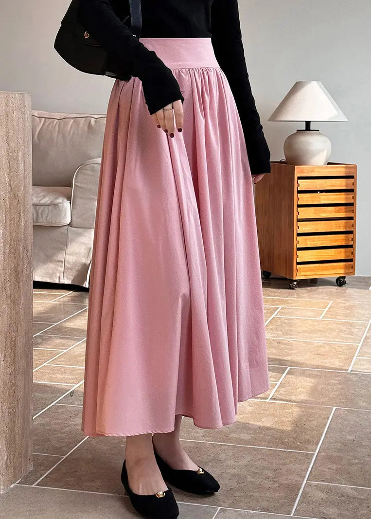 Chic Pink Zippered High Waist Cotton Skirts Spring Ada Fashion