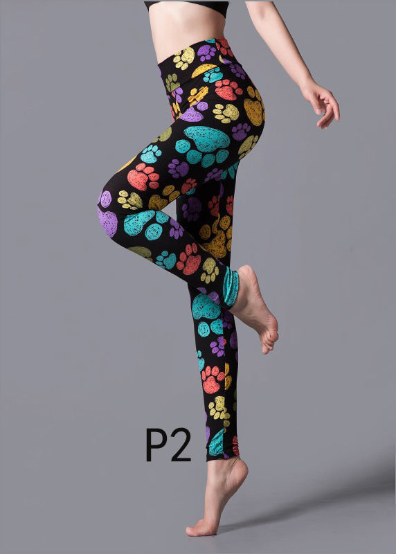 Running Capri Print Leggings Waist High Chic