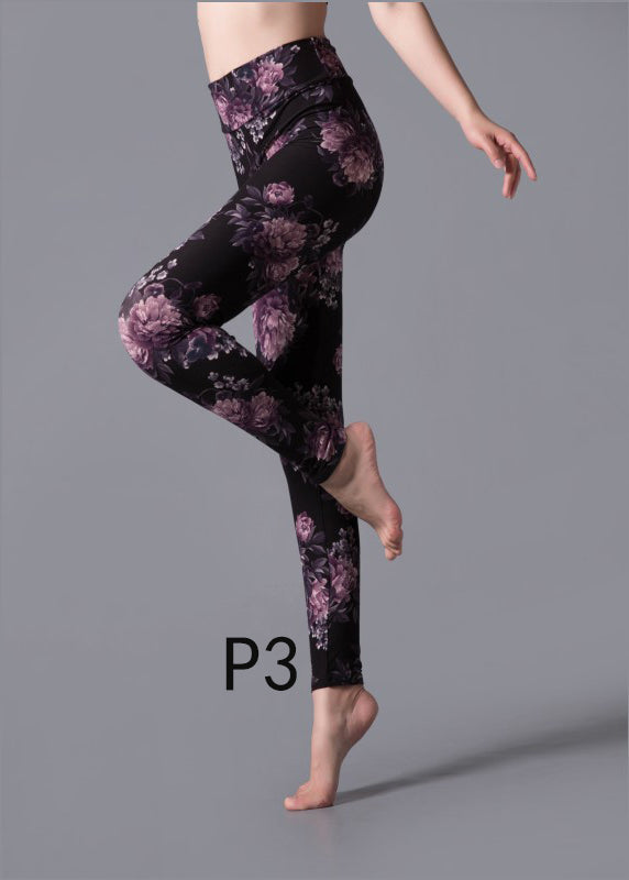 Running Capri Print Leggings Waist High Chic