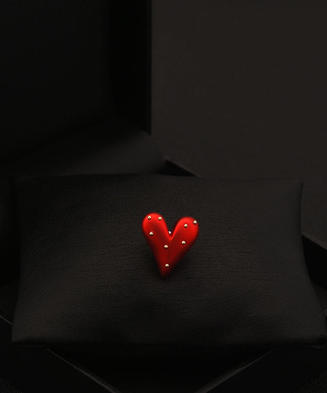 Broche Love chic en acier inoxydable rouge YI028
