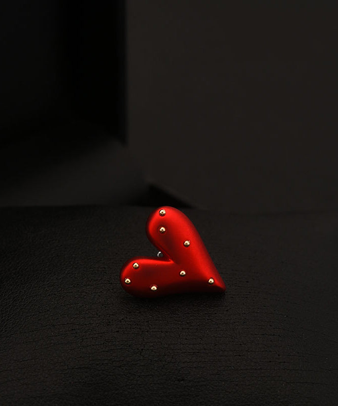 Broche Love chic en acier inoxydable rouge YI028