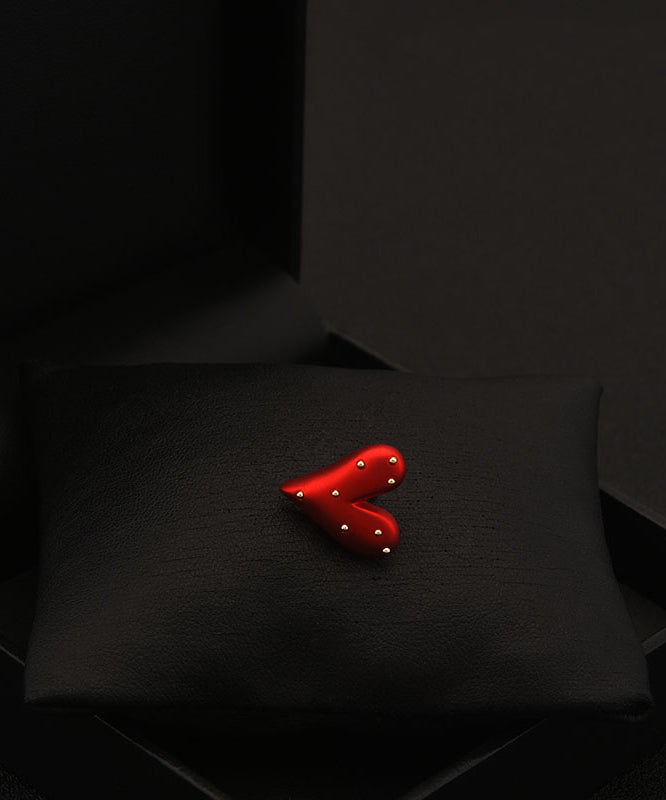 Broche Love chic en acier inoxydable rouge YI028