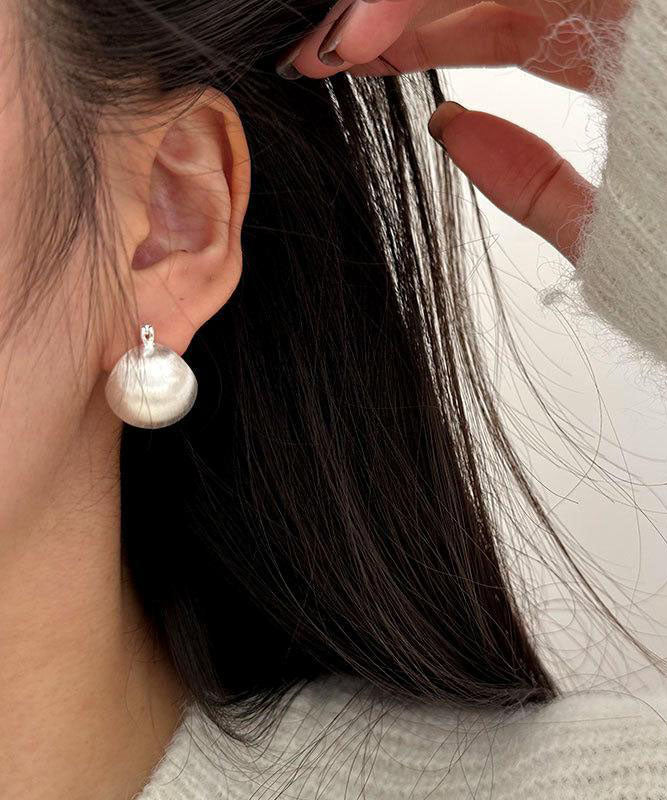 Boucles d'oreilles créoles chics sphériques en soie sterling et argent