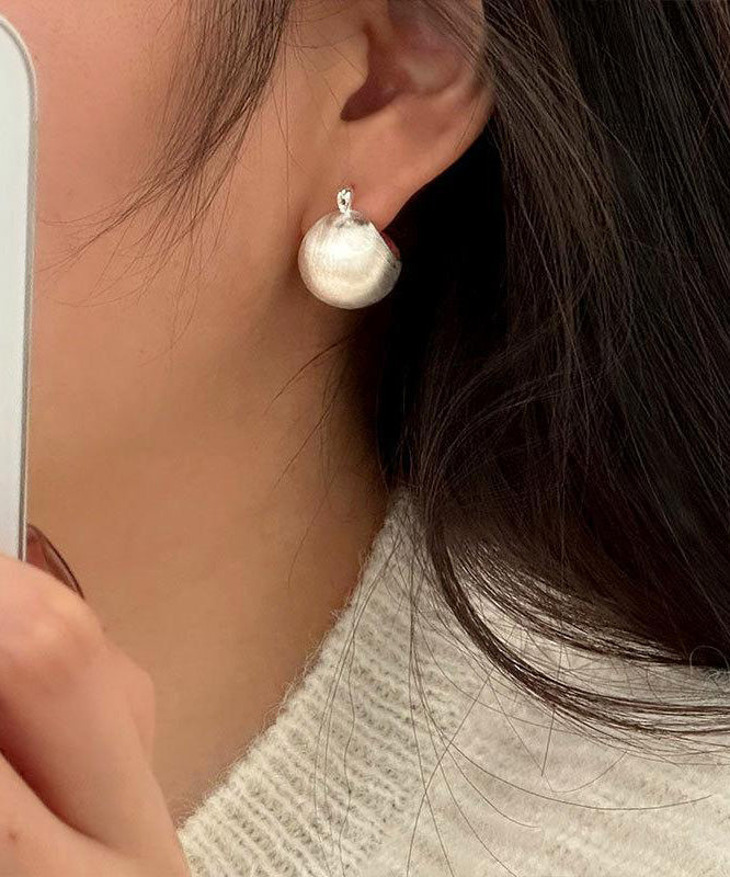 Boucles d'oreilles créoles chics sphériques en soie sterling et argent