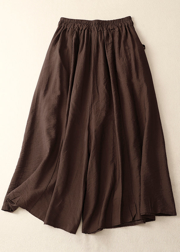 Taschen Bein Chic Baumwolle Hose Breite Taille Sommer Elastische Weiß