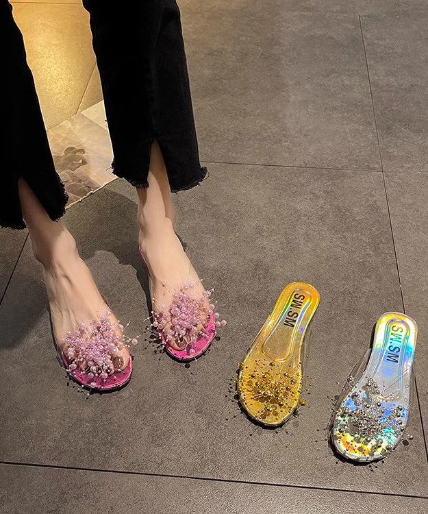 Bead White Sandals Splicing Slide Nail Chic Clear