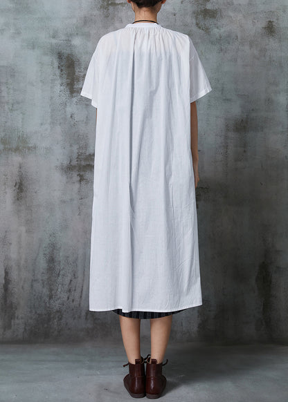 Chic White Oversized Cotton Dress Two Pieces Set Summer AL1012