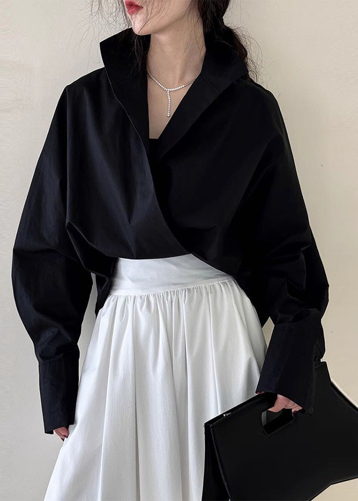 Chemises chics à col montant, blanches unies, printemps