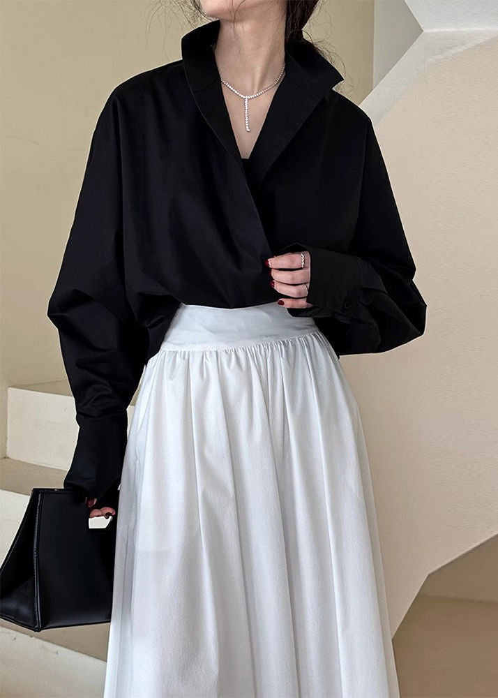 Chemises chics à col montant, blanches unies, printemps