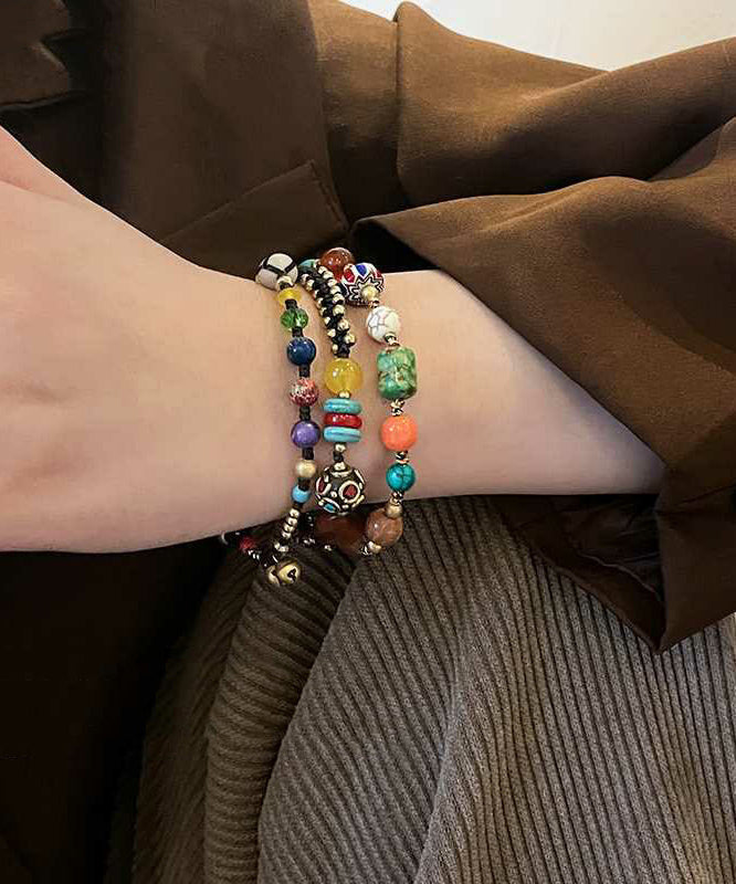 Chinesischen Stil Legierung Weben Achat Perlen Kleiner Elefant Bettelarmband TX040