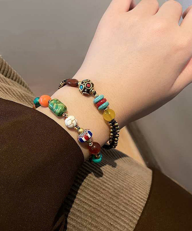 Chinesischen Stil Legierung Weben Achat Perlen Kleiner Elefant Bettelarmband TX040