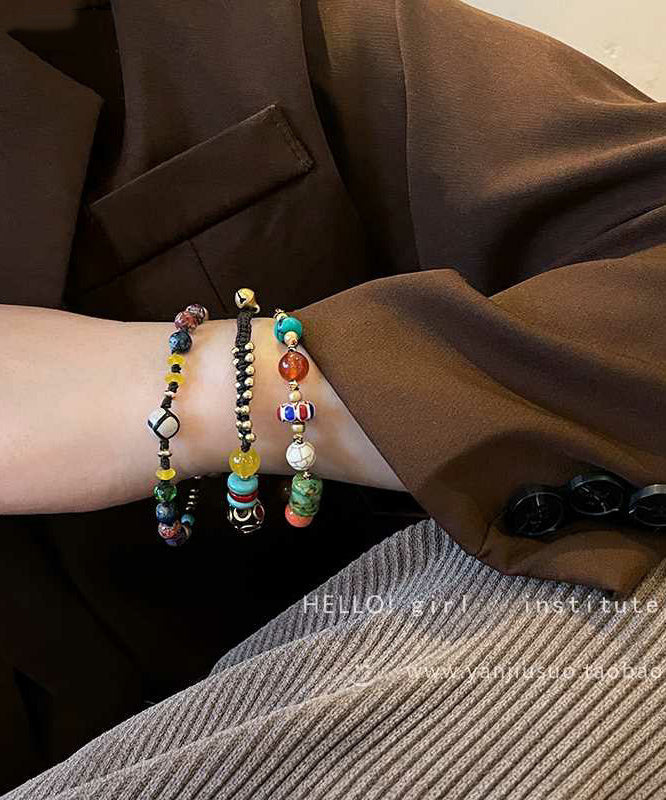 Chinesischen Stil Legierung Weben Achat Perlen Kleiner Elefant Bettelarmband TX040