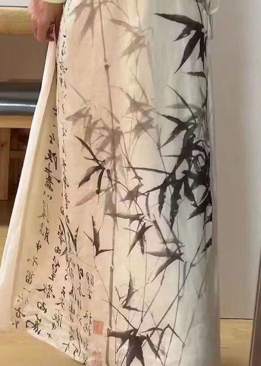 Robe à lacets avec peinture à l'encre de bambou de style chinois pour l'été BV063