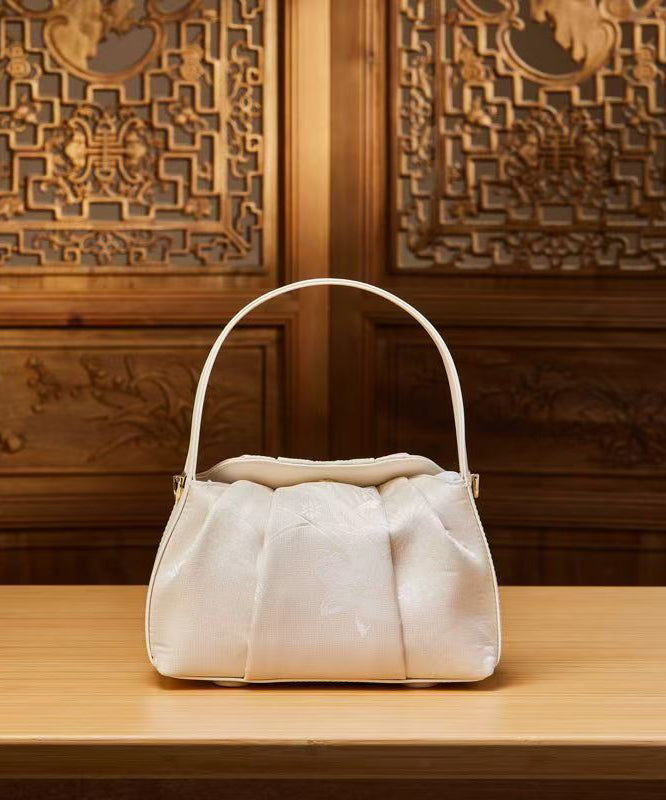 Tote Bag Beige Chinese Style Versatile Jacquard