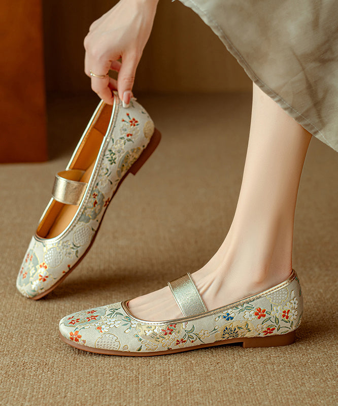 Chaussures plates brodées chinoises bleues pour femmes