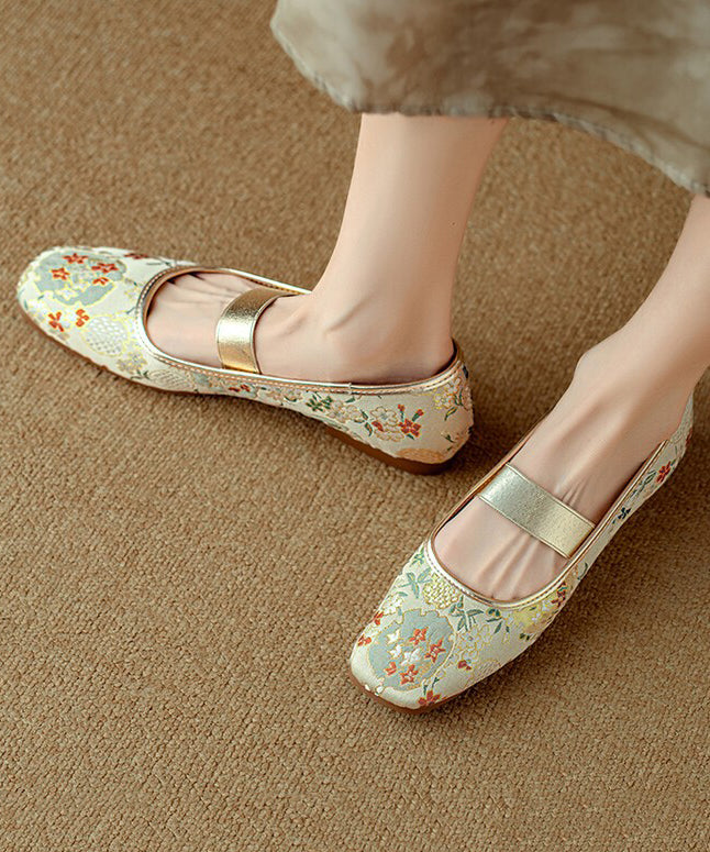 Chaussures plates brodées chinoises bleues pour femmes