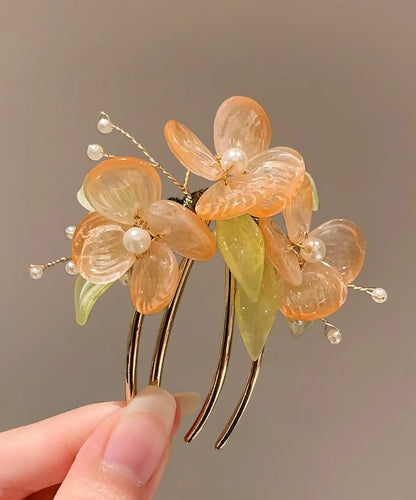 Chinese Style Blue Sterling Silver Overgild U Shaped Floral Hairpin QD038