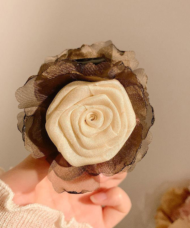 Haarnadel im chinesischen Stil mit Kaffeetüll und Rose, RG012
