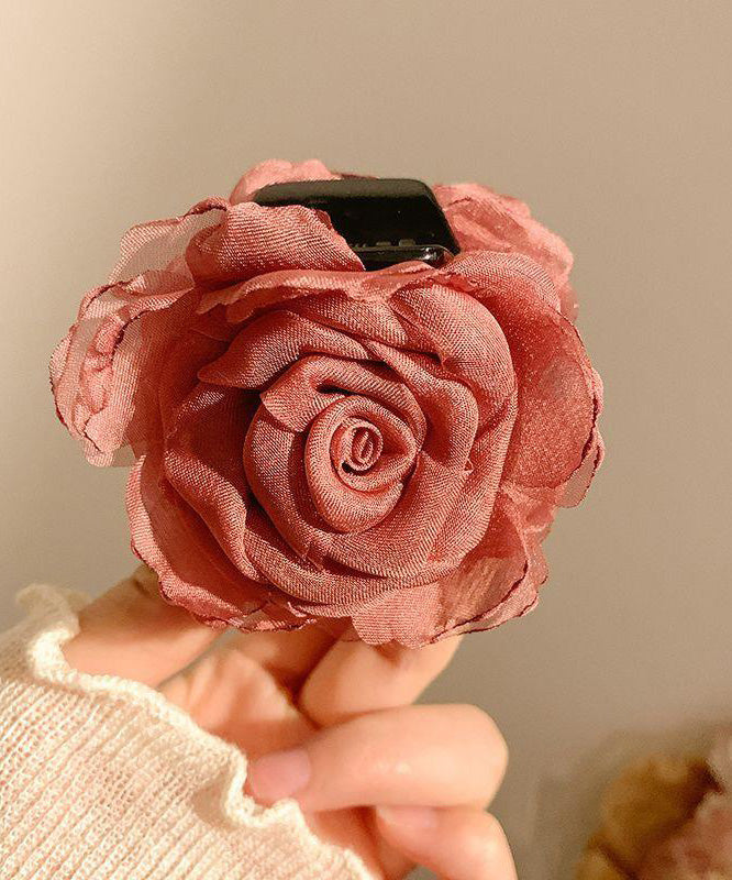 Haarnadel im chinesischen Stil mit Kaffeetüll und Rose, RG012