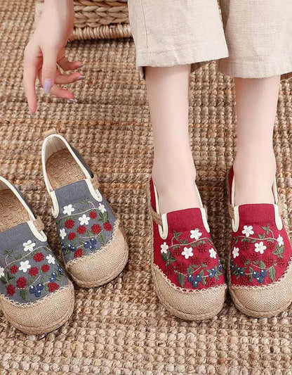 Chinese Style Embroidery Flower Linen Shoes Ada Fashion