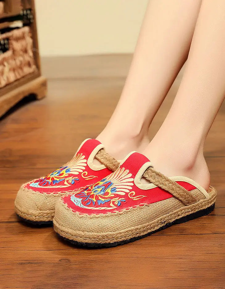 Chinese Style Embroidery Linen Oriental Shoes Ada Fashion