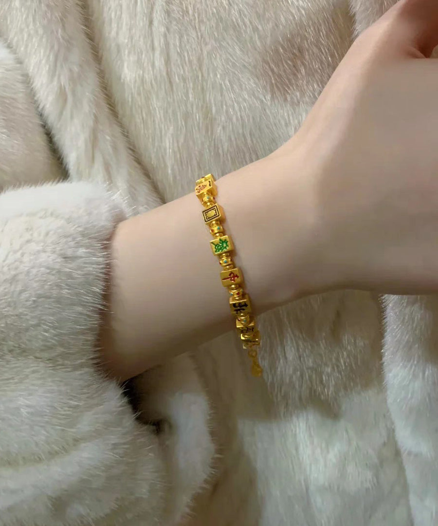 Sterling Silver Gold Charm Mahjong Style Overgild Chinese