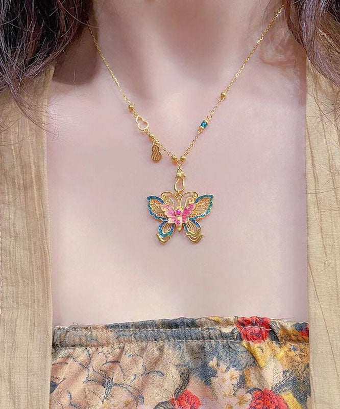 Papillon émaillé en argent sterling de style chinois
