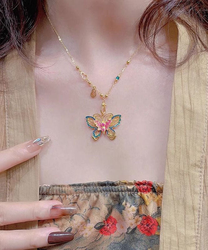 Papillon émaillé en argent sterling de style chinois