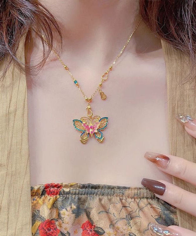 Papillon émaillé en argent sterling de style chinois