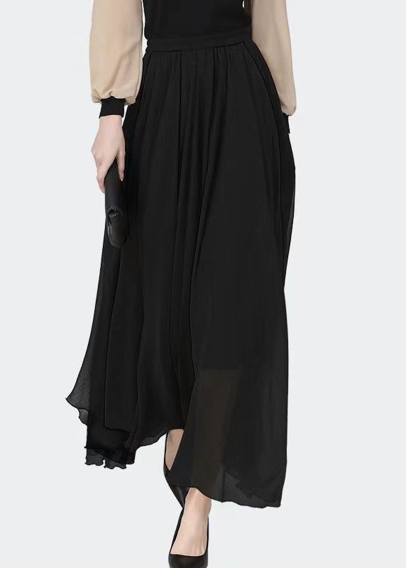 Classy Black Coffee Patchwork High Waist Chiffon Skirts Summer QQ1033