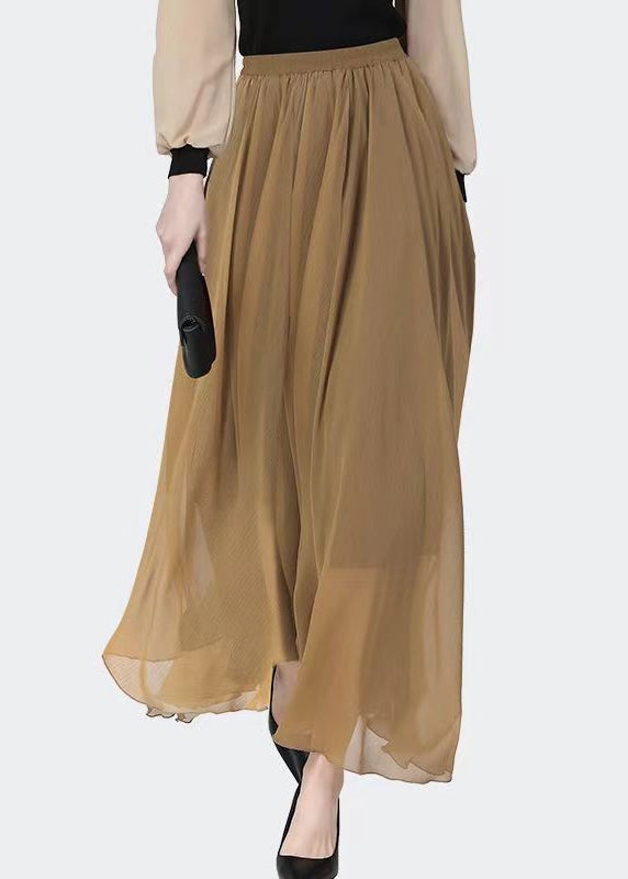 Classy Black Coffee Patchwork High Waist Chiffon Skirts Summer QQ1033