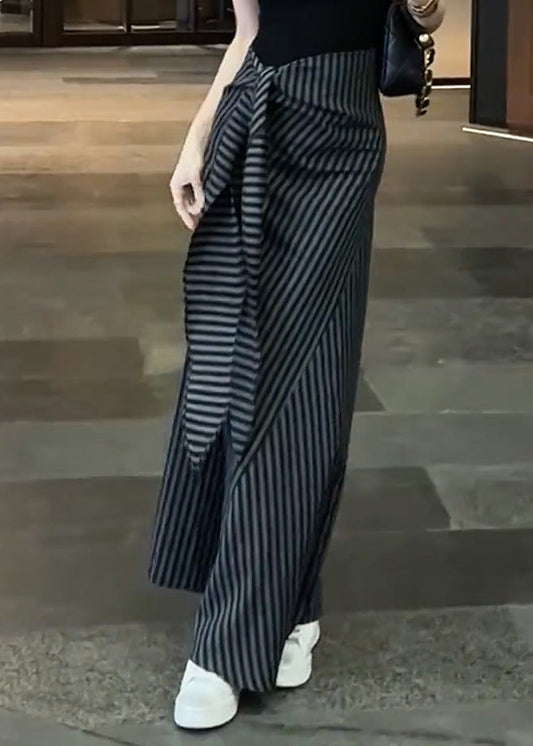 Skirts Striped Chiffon Fall Classy High Black Up Waist Lace