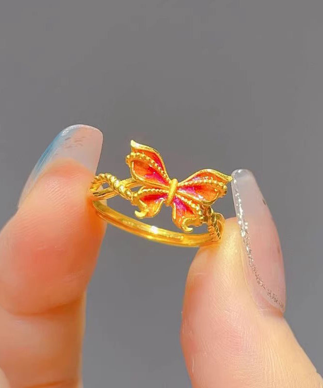 Classy Gold Ancient Gold Burnt Blue Butterfly Rings GH1041